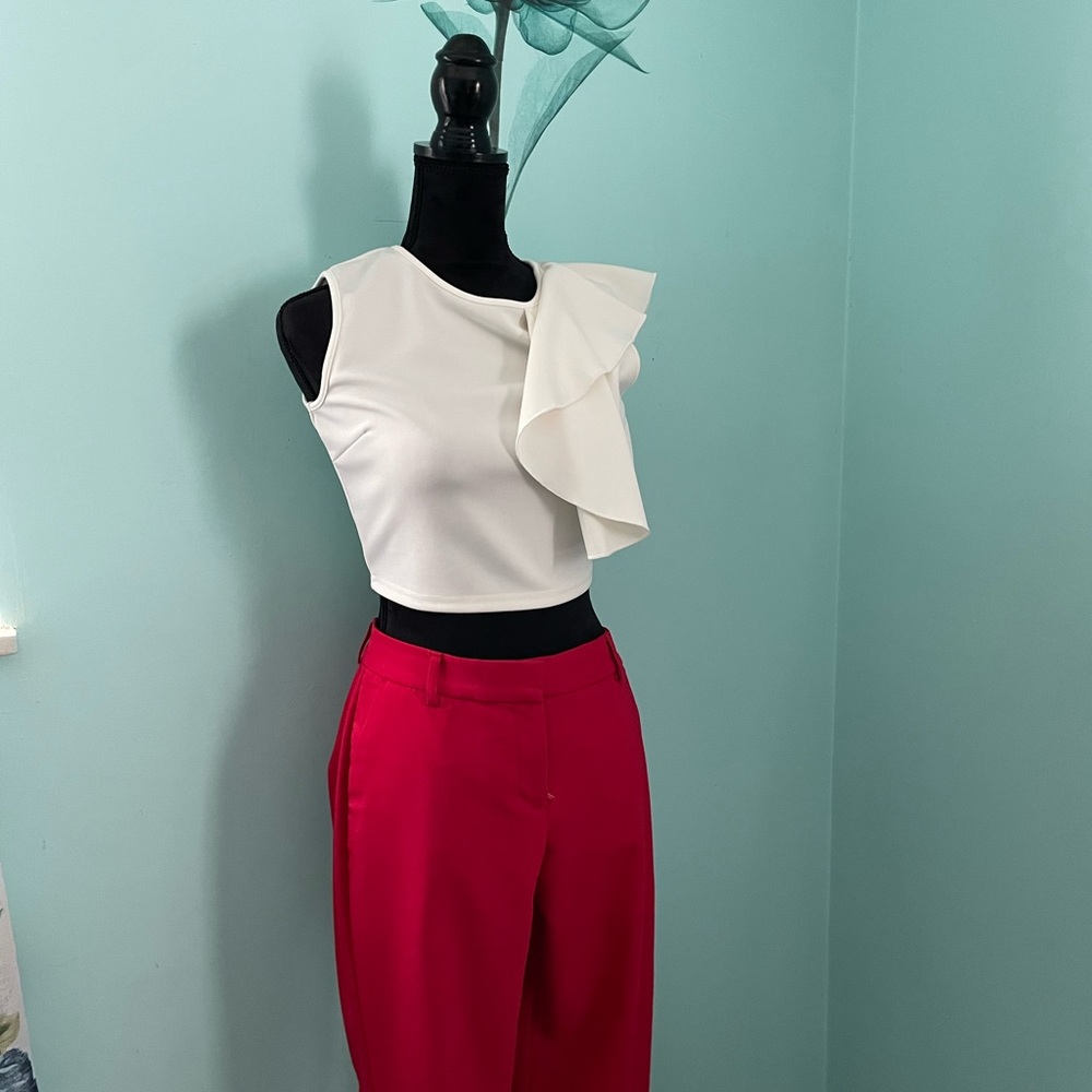 White Ruffle Crop Top